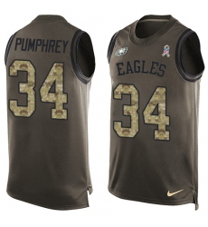 Men's Nike Philadelphia Eagles #34 Donnel Pumphrey Limited Green Salute to Service Tank Top NFL Jersey