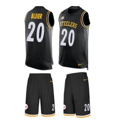 Men's Nike Pittsburgh Steelers #20 Rocky Bleier Limited Black Tank Top Suit NFL Jersey