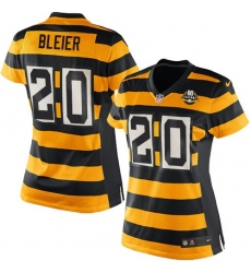 Women's Nike Pittsburgh Steelers #20 Rocky Bleier Game Yellow/Black Alternate 80TH Anniversary Throwback NFL Jersey
