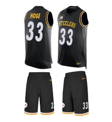 Men's Nike Pittsburgh Steelers #33 Merril Hoge Limited Black Tank Top Suit NFL Jersey