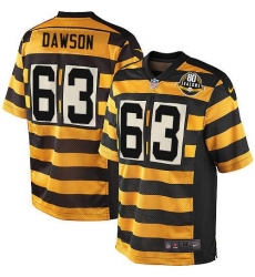 Men's Nike Pittsburgh Steelers #63 Dermontti Dawson Game Yellow/Black Alternate 80TH Anniversary Throwback NFL Jersey