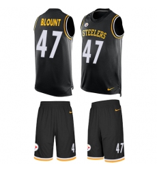 Men's Nike Pittsburgh Steelers #47 Mel Blount Limited Black Tank Top Suit NFL Jersey