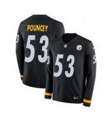 Youth Nike Pittsburgh Steelers #53 Maurkice Pouncey Limited Black Therma Long Sleeve NFL Jersey