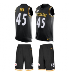 Men's Nike Pittsburgh Steelers #45 Roosevelt Nix Limited Black Tank Top Suit NFL Jersey