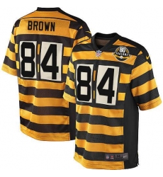 Men's Nike Pittsburgh Steelers #84 Antonio Brown Game Yellow/Black Alternate 80TH Anniversary Throwback NFL Jersey