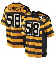 Youth Nike Pittsburgh Steelers #58 Jack Lambert Elite Yellow/Black Alternate 80TH Anniversary Throwback NFL Jersey