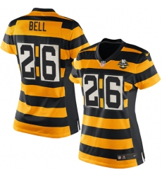 Women's Nike Pittsburgh Steelers #26 Le'Veon Bell Game Yellow/Black Alternate 80TH Anniversary Throwback NFL Jersey
