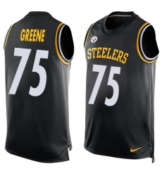 Men's Nike Pittsburgh Steelers #75 Joe Greene Limited Black Player Name & Number Tank Top NFL Jersey