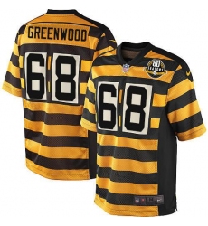 Men's Nike Pittsburgh Steelers #68 L.C. Greenwood Elite Yellow/Black Alternate 80TH Anniversary Throwback NFL Jersey