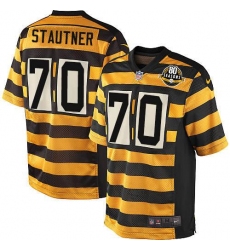 Youth Nike Pittsburgh Steelers #70 Ernie Stautner Elite Yellow/Black Alternate 80TH Anniversary Throwback NFL Jersey