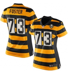 Women's Nike Pittsburgh Steelers #73 Ramon Foster Game Yellow/Black Alternate 80TH Anniversary Throwback NFL Jersey