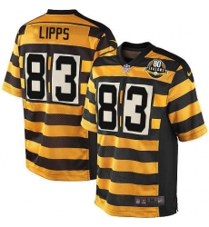 Men's Nike Pittsburgh Steelers #83 Louis Lipps Game Yellow/Black Alternate 80TH Anniversary Throwback NFL Jersey