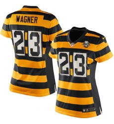 Women's Nike Pittsburgh Steelers #23 Mike Wagner Game Yellow/Black Alternate 80TH Anniversary Throwback NFL Jersey