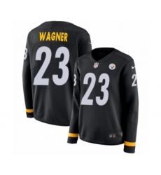 Women's Nike Pittsburgh Steelers #23 Mike Wagner Limited Black Therma Long Sleeve NFL Jersey