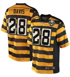 Men's Nike Pittsburgh Steelers #28 Sean Davis Elite Yellow/Black Alternate 80TH Anniversary Throwback NFL Jersey