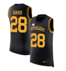 Men's Nike Pittsburgh Steelers #28 Sean Davis Limited Black Rush Player Name & Number Tank Top NFL Jersey