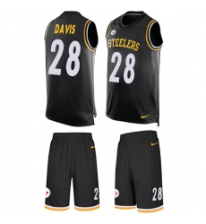 Men's Nike Pittsburgh Steelers #28 Sean Davis Limited Black Tank Top Suit NFL Jersey