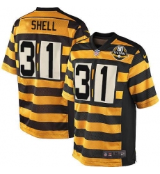 Men's Nike Pittsburgh Steelers #31 Donnie Shell Elite Yellow/Black Alternate 80TH Anniversary Throwback NFL Jersey