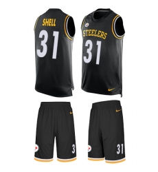 Men's Nike Pittsburgh Steelers #31 Donnie Shell Limited Black Tank Top Suit NFL Jersey
