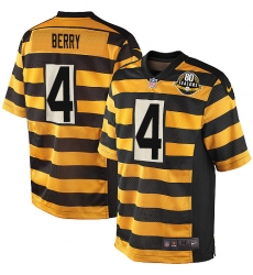 Men's Nike Pittsburgh Steelers #4 Jordan Berry Game Yellow/Black Alternate 80TH Anniversary Throwback NFL Jersey