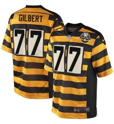 Men's Nike Pittsburgh Steelers #77 Marcus Gilbert Game Yellow/Black Alternate 80TH Anniversary Throwback NFL Jersey
