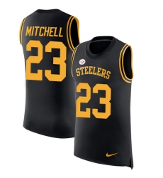Men's Nike Pittsburgh Steelers #23 Mike Mitchell Limited Black Rush Player Name & Number Tank Top NFL Jersey