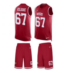 Men's Nike San Francisco 49ers #67 Daniel Kilgore Limited Red Tank Top Suit NFL Jersey