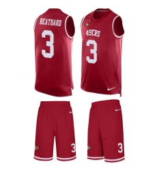 Men's Nike San Francisco 49ers #3 C. J. Beathard Limited Red Tank Top Suit NFL Jersey
