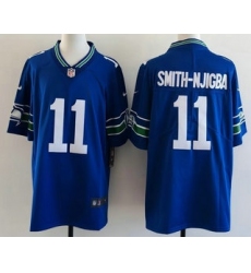 Men's Seattle Seahawks #11 Jaxon Smith Njigba Limited Blue Throwback Vapor Jersey