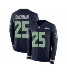 Men's Nike Seattle Seahawks #25 Richard Sherman Limited Navy Blue Therma Long Sleeve NFL Jersey
