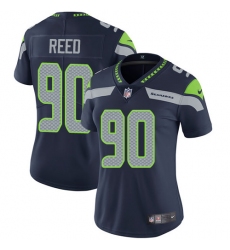 Women's Nike Seattle Seahawks #90 Jarran Reed Elite Steel Blue Team Color NFL Jersey