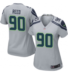 Women's Nike Seattle Seahawks #90 Jarran Reed Game Grey Alternate NFL Jersey