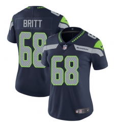 Women's Nike Seattle Seahawks #68 Justin Britt Elite Steel Blue Team Color NFL Jersey