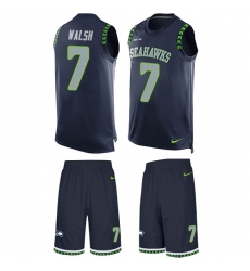 Men's Nike Seattle Seahawks #7 Blair Walsh Limited Steel Blue Tank Top Suit NFL Jersey