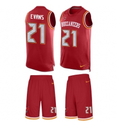 Men's Nike Tampa Bay Buccaneers #21 Justin Evans Limited Red Tank Top Suit NFL Jersey