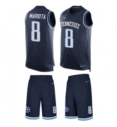 Men's Nike Tennessee Titans #8 Marcus Mariota Limited Navy Blue Tank Top Suit NFL Jersey