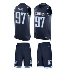 Men's Nike Tennessee Titans #97 Karl Klug Limited Navy Blue Tank Top Suit NFL Jersey