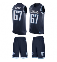 Men's Nike Tennessee Titans #67 Quinton Spain Limited Navy Blue Tank Top Suit NFL Jersey