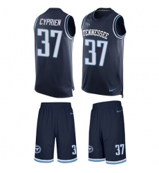 Men's Nike Tennessee Titans #37 Johnathan Cyprien Limited Navy Blue Tank Top Suit NFL Jersey