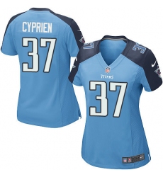 Women's Nike Tennessee Titans #37 Johnathan Cyprien Game Light Blue Team Color NFL Jersey