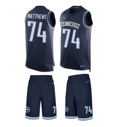 Men's Nike Tennessee Titans #74 Bruce Matthews Limited Navy Blue Tank Top Suit NFL Jersey