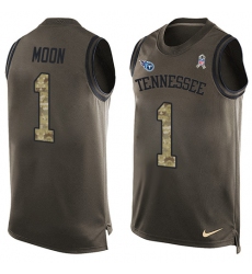 Men's Nike Tennessee Titans #1 Warren Moon Limited Green Salute to Service Tank Top NFL Jersey