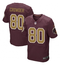 Men's Nike Washington Redskins #80 Jamison Crowder Elite Burgundy Red/Gold Number Alternate 80TH Anniversary NFL Jersey