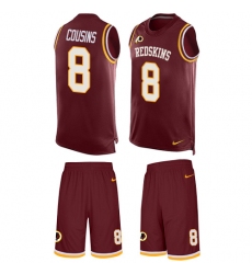 Men's Nike Washington Redskins #8 Kirk Cousins Limited Burgundy Red Tank Top Suit NFL Jersey