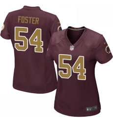 Women's Nike Washington Redskins #54 Mason Foster Game Burgundy Red/Gold Number Alternate 80TH Anniversary NFL Jersey