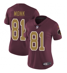 Women's Nike Washington Redskins #81 Art Monk Elite Burgundy Red/Gold Number Alternate 80TH Anniversary NFL Jersey
