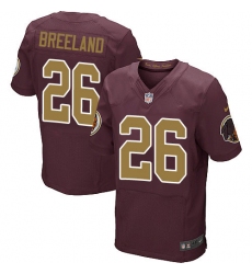 Men's Nike Washington Redskins #26 Bashaud Breeland Elite Burgundy Red/Gold Number Alternate 80TH Anniversary NFL Jersey