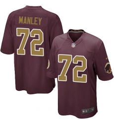 Men's Nike Washington Redskins #72 Dexter Manley Game Burgundy Red/Gold Number Alternate 80TH Anniversary NFL Jersey