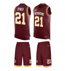 Men's Nike Washington Redskins #21 Earnest Byner Limited Burgundy Red Tank Top Suit NFL Jersey