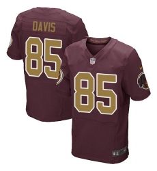 Men's Nike Washington Redskins #85 Vernon Davis Elite Burgundy Red/Gold Number Alternate 80TH Anniversary NFL Jersey